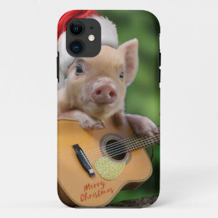 Christmas guitar pig iPhone 11 case