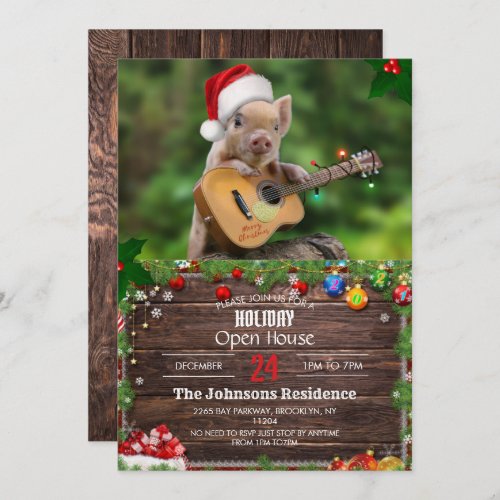 Christmas guitar pig        invitation