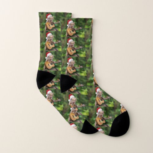 Christmas guitar pig socks