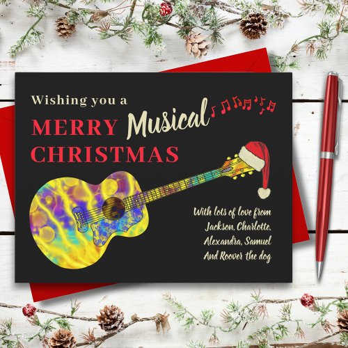 Christmas Guitar Rock and Roll Budget Holiday Postcard