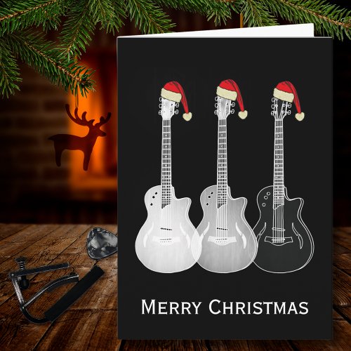Christmas Guitar Simple Black and white Card