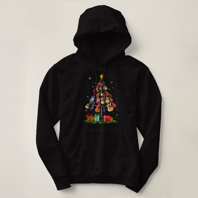 Christmas Guitar Tree - Guitar Gifts - Teacher & M Hoodie (Design Front)