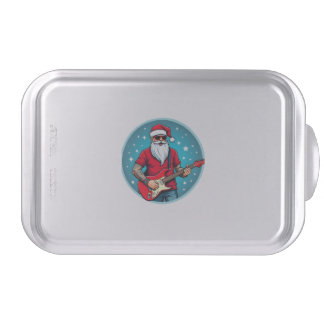 Christmas guitarist  Rockmusic Christmas (2) Cake Pan