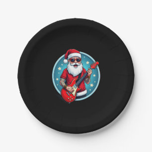Christmas guitarist Rockmusic Christmas (2) Paper Plates