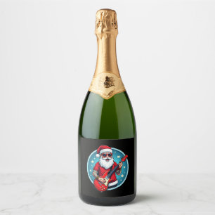 Christmas guitarist Rockmusic Christmas (2) Sparkling Wine Label