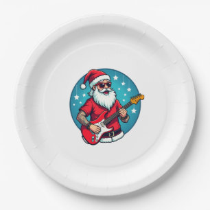 Christmas guitarist Rockmusic Christmas (3) Paper Plates