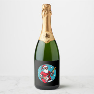 Christmas guitarist Rockmusic Christmas (4) Sparkling Wine Label