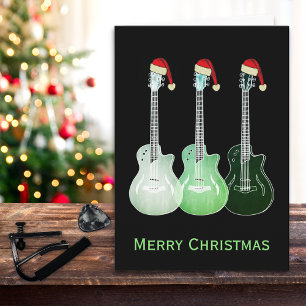 Christmas guitars Santa Cool Card
