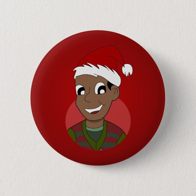 Christmas guy cartoon button (Front)