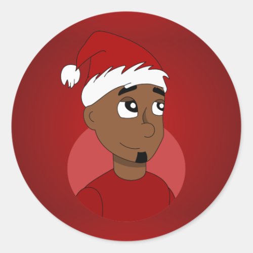 Christmas guy cartoon classic round sticker