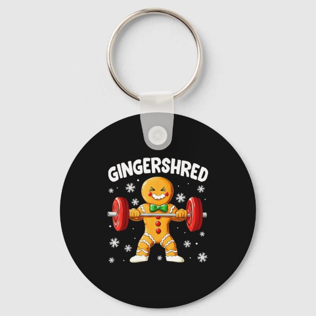 Christmas Gym Gingerbread Gingershred Xmas Workout Keychain (Front)