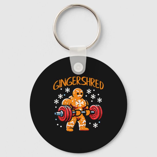 Christmas Gym Gingerbread Gingershred Xmas Workout Keychain (Front)
