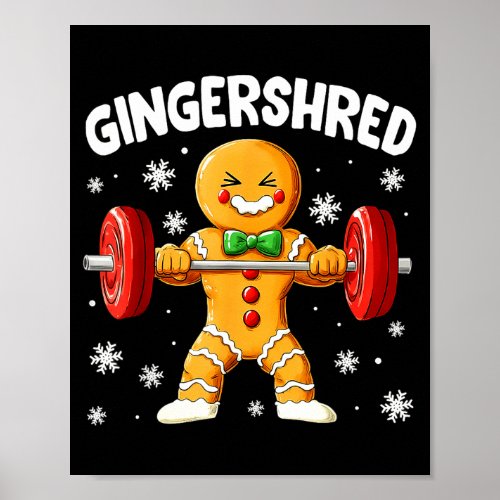 Christmas Gym Gingerbread Gingershred Xmas Workout Poster