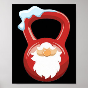 Christmas Gym Workout Gnome Kettlebell Xmas For Gy Poster