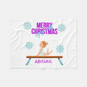 Christmas GYMNAST kids blanket personalized.