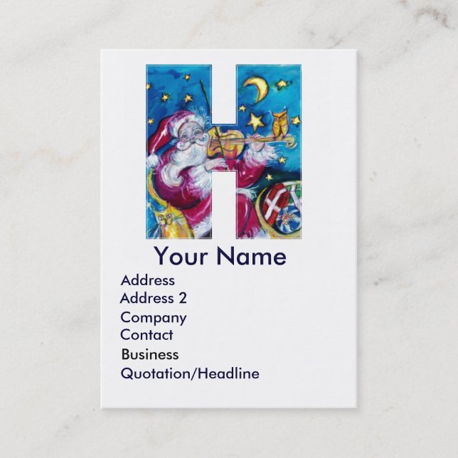 CHRISTMAS H LETTER / INSPIRED SANTA MONOGRAM BUSINESS CARD (Front)