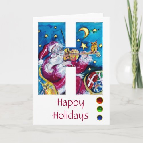 CHRISTMAS H LETTER  INSPIRED SANTA MONOGRAM HOLIDAY CARD