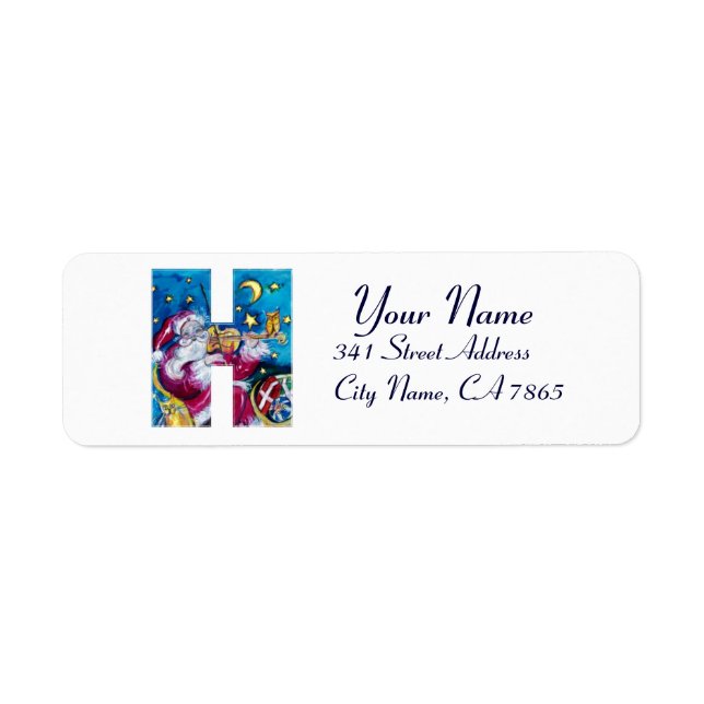 CHRISTMAS H LETTER / INSPIRED SANTA MONOGRAM LABEL (Front)