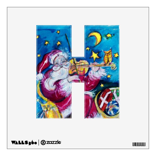 CHRISTMAS H LETTER / INSPIRED SANTA WALL STICKER (Front)