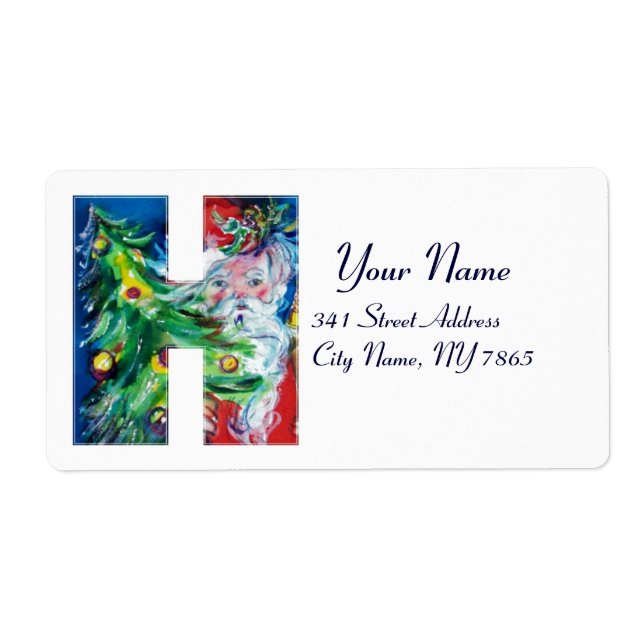 CHRISTMAS H LETTER / SANTA WITH CHRISTMAS TREE LABEL (Front)