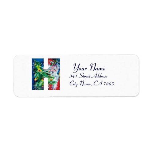 CHRISTMAS H LETTER  SANTA WITH CHRISTMAS TREE LABEL