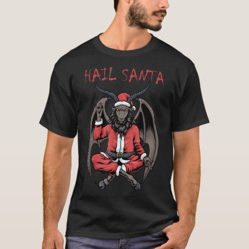 Christmas Hail Santa Satanism Goat Baphomet Atheis T_Shirt