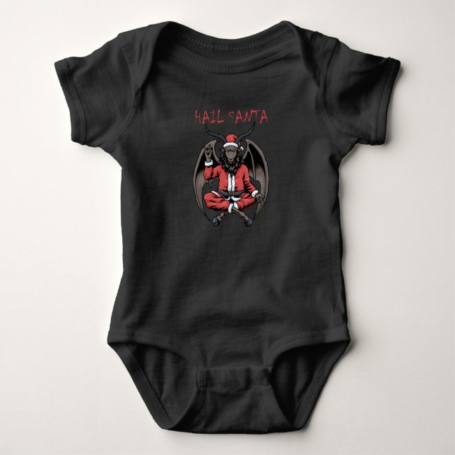 Christmas Hail Santa Satanism Goat Baphomet Baby Bodysuit (Front)
