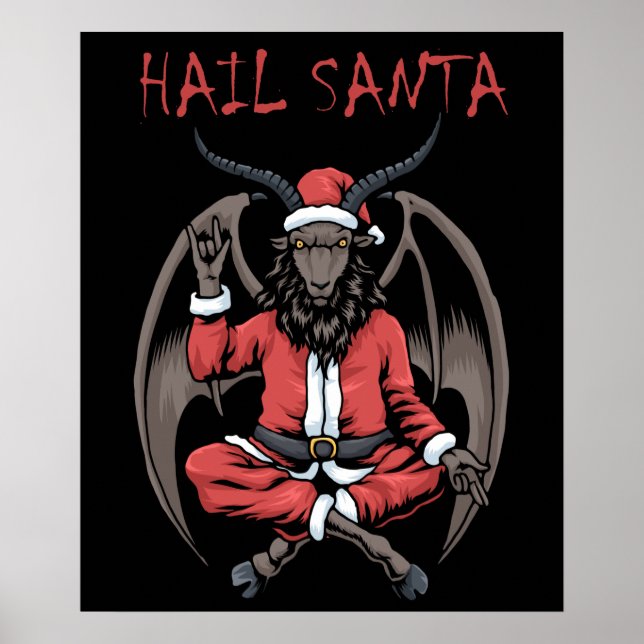 Christmas Hail Santa Satanism Goat Baphomet Poster (Front)