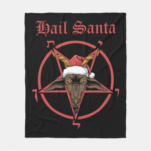 Christmas Hail Santa Satanism Goat Satan Baphomet Fleece Blanket