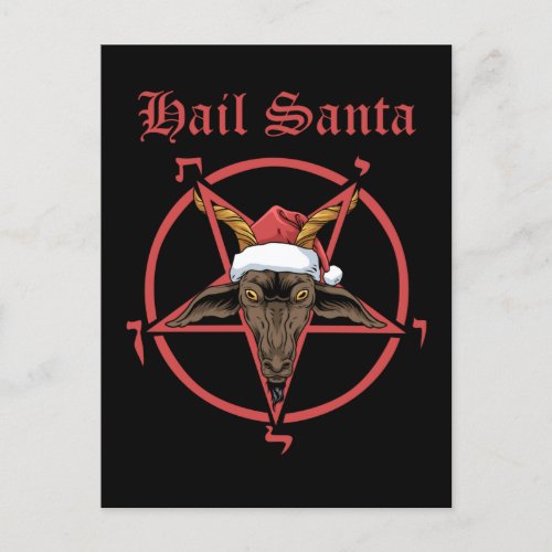 Christmas Hail Santa Satanism Goat Satan Baphomet Postcard