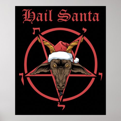 Christmas Hail Santa Satanism Goat Satan Baphomet Poster