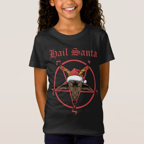 Christmas Hail Santa Satanism Goat Satan Baphomet T_Shirt