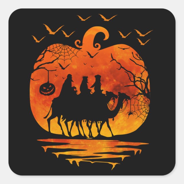 CHRISTMAS HALLOWEEN COSTUME PUMPKIN CHRISTMAS GIFT SQUARE STICKER (Front)
