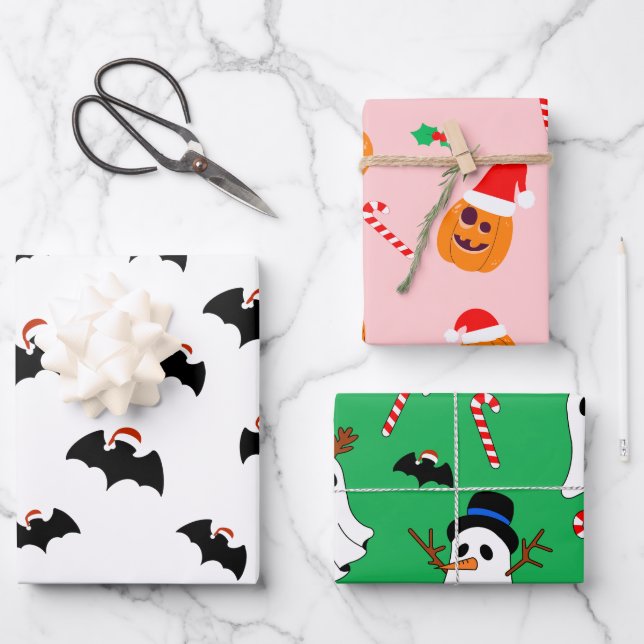  Christmas Halloween mix theme Wrapping Paper Sheets (Front)