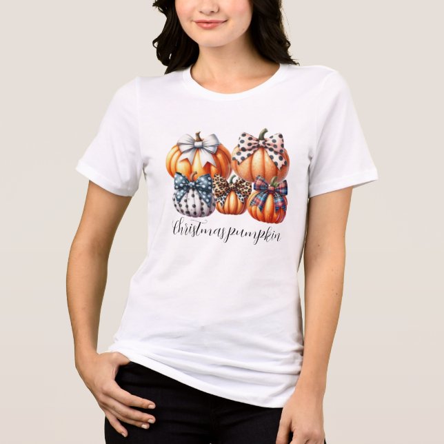  Christmas ,Halloween Thanksgiving pumpkin  Tri-Blend Shirt (Front)