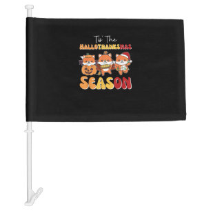 Christmas Halloween Tis The Hallothanksmas Season Car Flag
