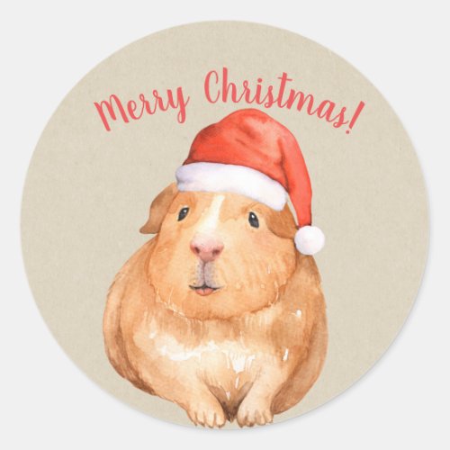 Christmas Hamster Guinea Pig Country Holiday Classic Round Sticker