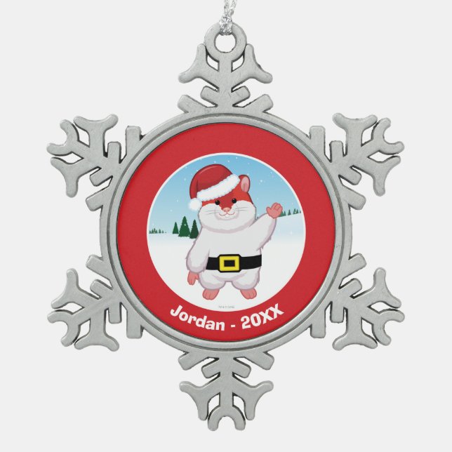 Christmas Hamster Snowflake Pewter Christmas Ornament (Front)