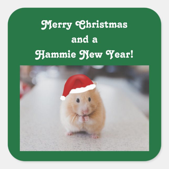 Christmas Hamster Square Sticker (Front)