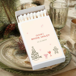 Christmas Hand Drawn Bridal Shower Matchboxes