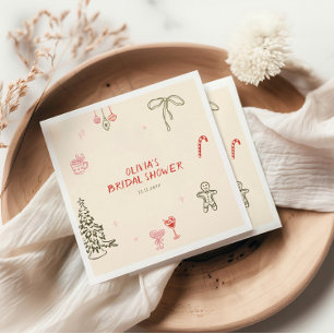 Christmas Hand Drawn Bridal Shower Napkins