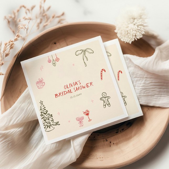 Christmas Hand Drawn Bridal Shower  Napkins (Creator Uploaded)