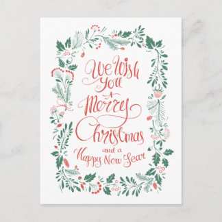 Christmas Hand Drawn Floral | Photo Holiday Card