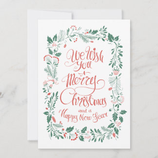 Christmas Hand Drawn Floral | Photo Holiday Card