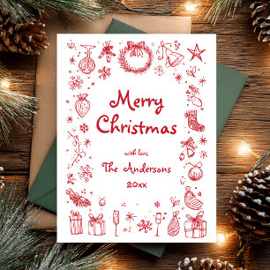 Christmas Hand Drawn Holiday Postcard