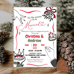 Christmas Hand Drawn Married Engagement Party Invitation