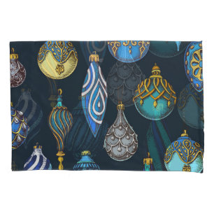 Christmas Hand Drawn, Vintage Decorations. Pillow Case
