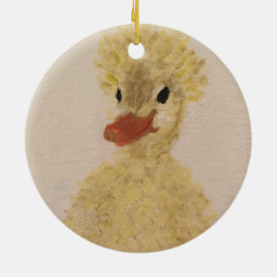 Christmas Hand Painted Baby Duck Ceramic Ornament