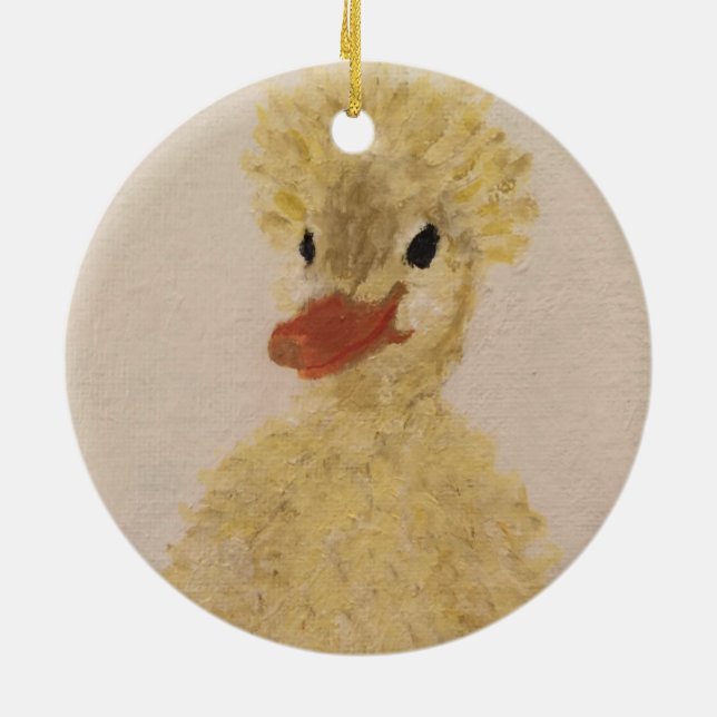 Christmas Hand Painted Baby Duck Ceramic Ornament (Back)