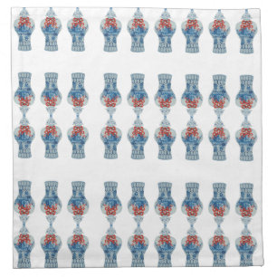 Christmas Hand Painted Blue and White Ginger Jar Cloth Napkin